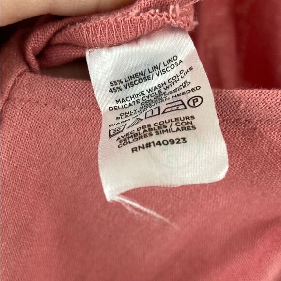 LOFT Pink Linen Blend Front Knot Jumpsuit size Small - Picture 6 of 12